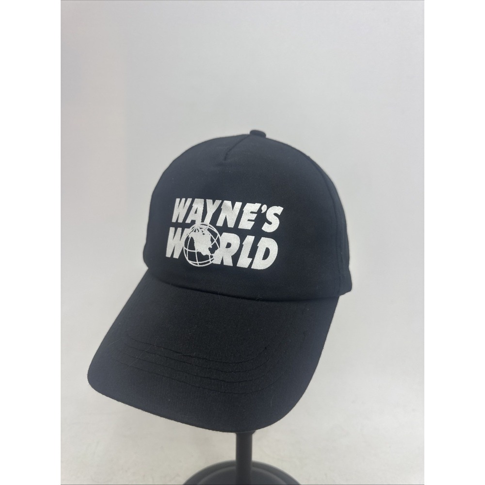 Waynes World Hat Mens One Size Black Graphic Adjustable Cap Movie